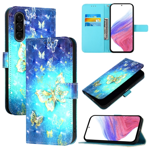 

For Samsung Galaxy A36 5G 3D Painting Horizontal Flip Leather Phone Case(Golden Butterfly)