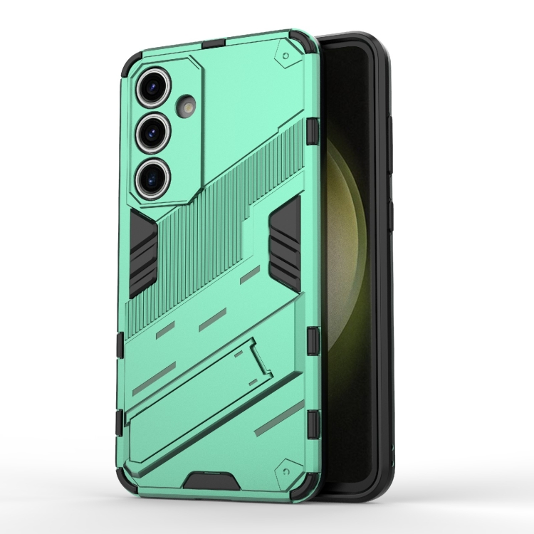 

For Samsung Galaxy S24 FE 5G Punk Armor 2 in 1 PC + TPU Shockproof Phone Case with Invisible Holder(Green)