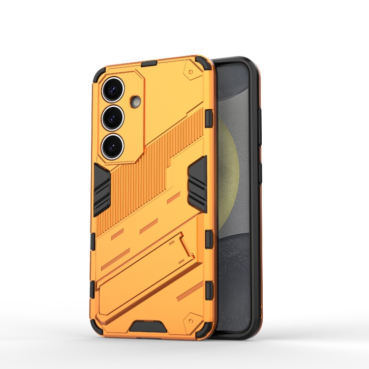 

For Samsung Galaxy S25 5G Punk Armor 2 in 1 PC + TPU Shockproof Phone Case with Invisible Holder(Orange)