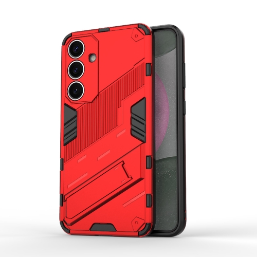 

For Samsung Galaxy S25+ 5G Punk Armor 2 in 1 PC + TPU Shockproof Phone Case with Invisible Holder(Light Red)