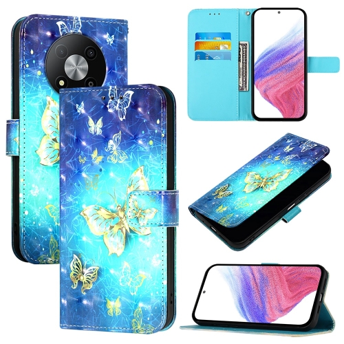 

For ZTE Blade A73 5G 3D Painting Horizontal Flip Leather Phone Case(Golden Butterfly)