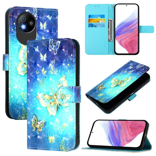 

For ZTE Blade A35 Lite / A35 Core 3D Painting Horizontal Flip Leather Phone Case(Golden Butterfly)