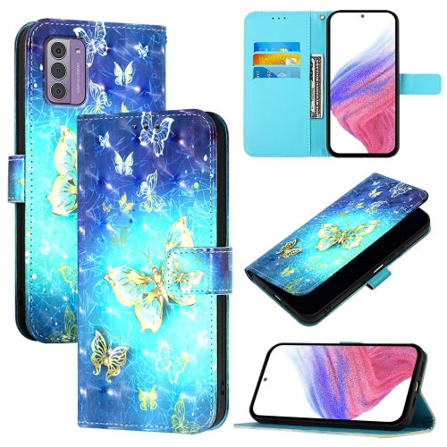 

For Nokia G42 / G310 3D Painting Horizontal Flip Leather Phone Case(Golden Butterfly)