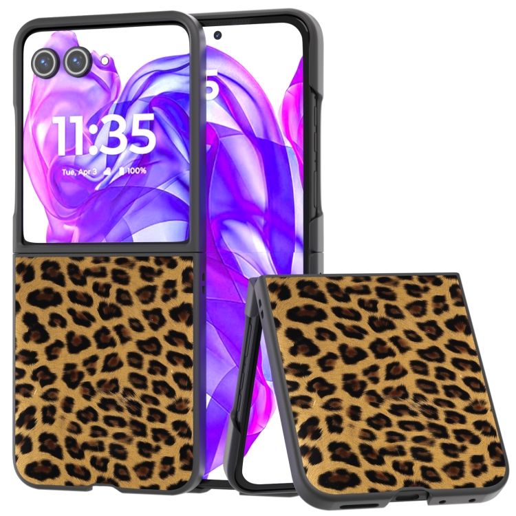 

For Motorola Razr 50 Ultra Black Edge Leopard Phone Case(Leopard Print)