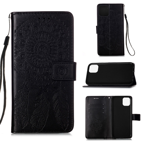 

For iPhone 12 Pro Max Dream Catcher Printing Horizontal Flip Leather Case with Holder & Card Slots & Wallet & Lanyard(Black)