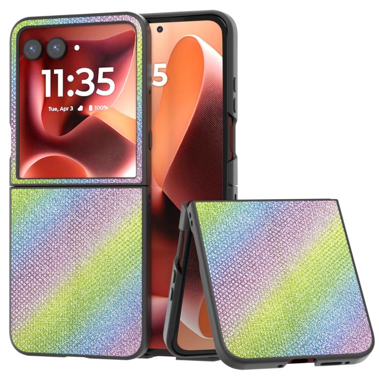 

For Motorola Razr 60 Ultra Diamond Series Black Edge Phone Case(Rainbow)