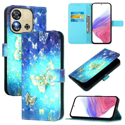 

For Oukitel C57s 3D Painting Horizontal Flip Leather Phone Case(Golden Butterfly)