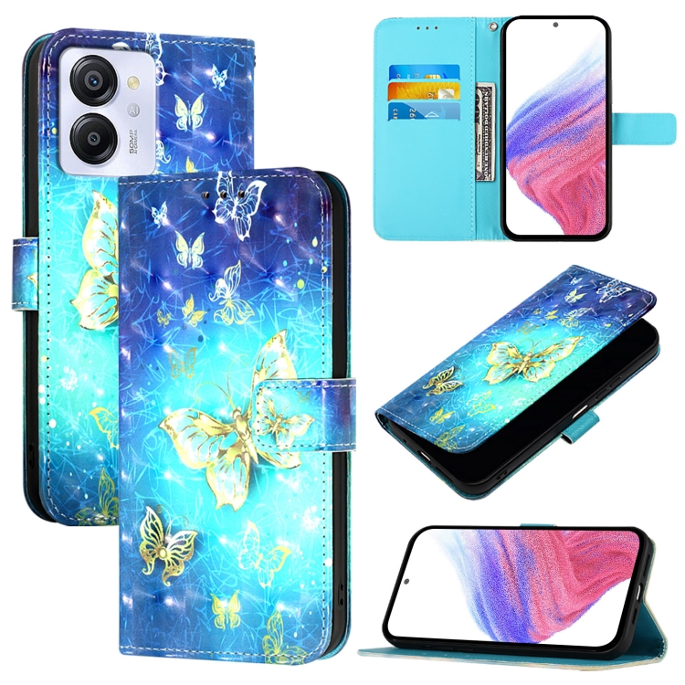 

For Blackview Color 8 3D Painting Horizontal Flip Leather Phone Case(Golden Butterfly)