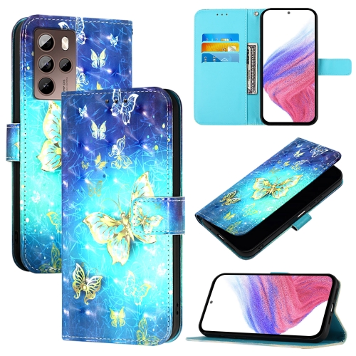 

For HTC U24 Pro 3D Painting Horizontal Flip Leather Phone Case(Golden Butterfly)