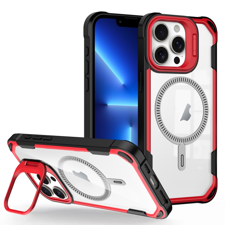 

For iPhone 13 Pro Transparent Acrylic MagSafe Lens Holder Phone Case(Red)