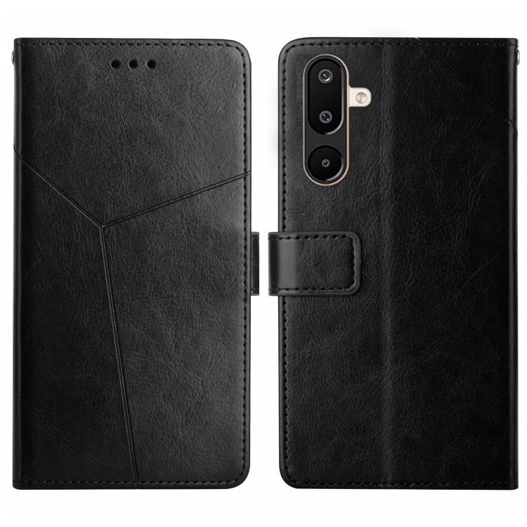 

For Samsung Galaxy M36 5G Y-shaped Pattern Flip Leather Phone Case(Black)