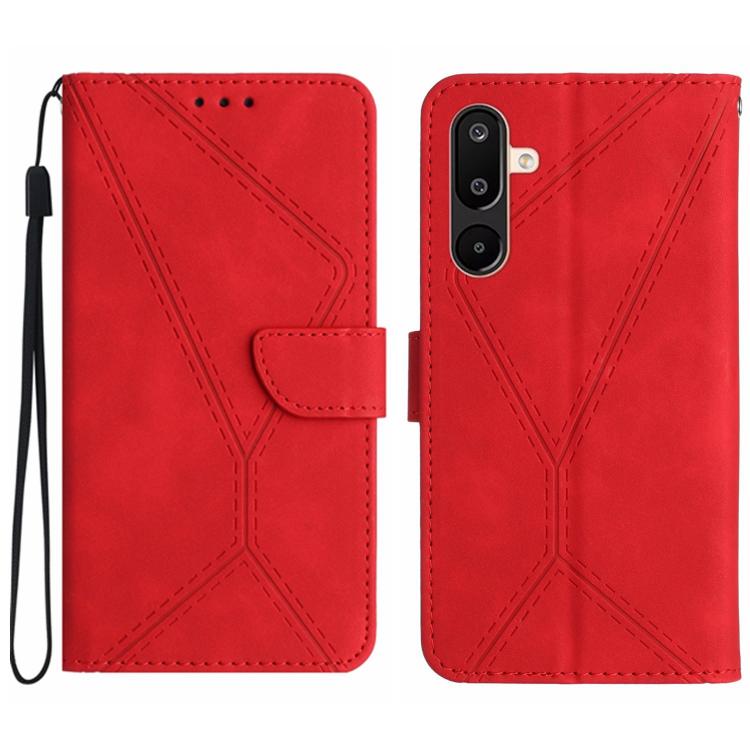 

For Samsung Galaxy M36 5G Stitching Embossed Leather Phone Case(Red)