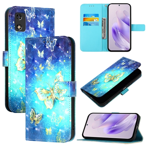

For Itel A23 Pro / A17 3D Painting Horizontal Flip Leather Phone Case(Golden Butterfly)
