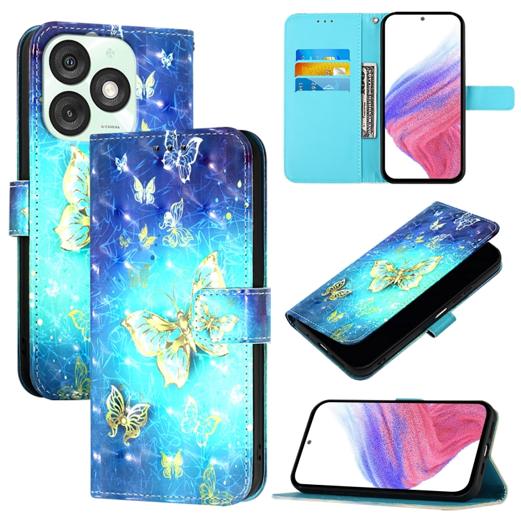 

For Itel A50 3D Painting Horizontal Flip Leather Phone Case(Golden Butterfly)