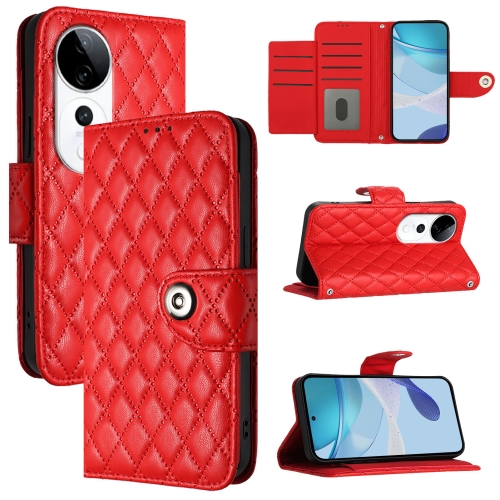 

For vivo S19 Pro Rhombic Texture Flip Leather Phone Case with Lanyard(Red)