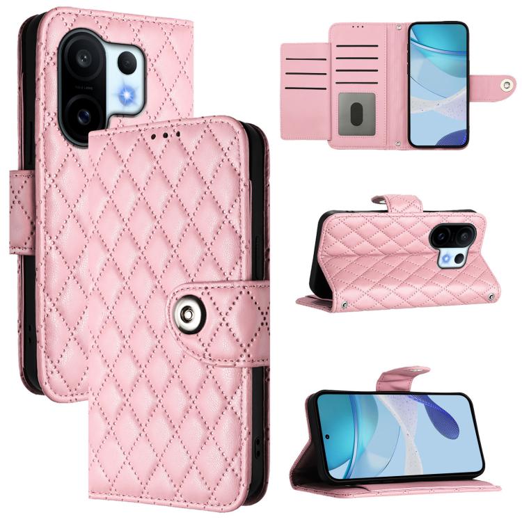 

For vivo S30 Pro mini Rhombic Texture Flip Leather Phone Case with Lanyard(Pink)