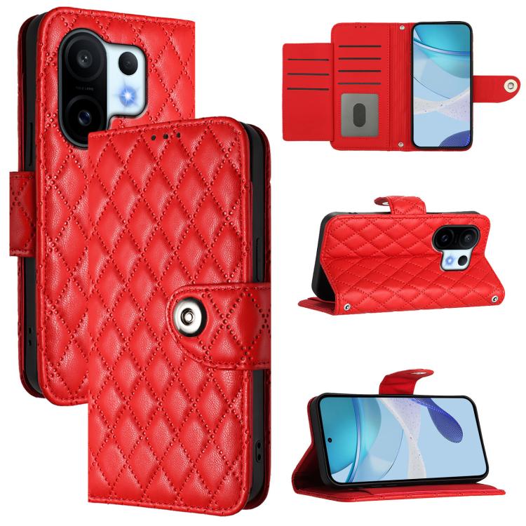 

For vivo S30 Pro mini Rhombic Texture Flip Leather Phone Case with Lanyard(Red)