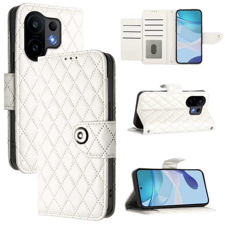 

For vivo S30 Rhombic Texture Flip Leather Phone Case with Lanyard(White)