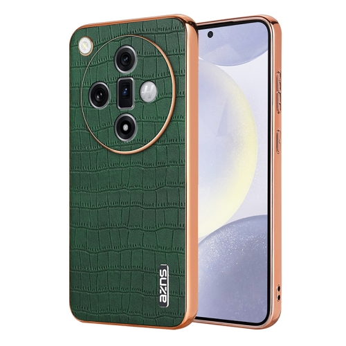 

For OPPO Find X7 AZNS Electroplated Frame Crocodile Texture Full Coverage Phone Case(Green)