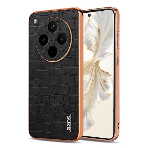 

For OPPO Find X8s+ AZNS Electroplated Frame Crocodile Texture Full Coverage Phone Case(Black)