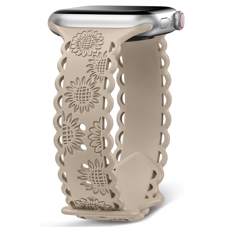 For Apple Watch Series 45mm Lace Sunflower Embossed Silicone - Main Image