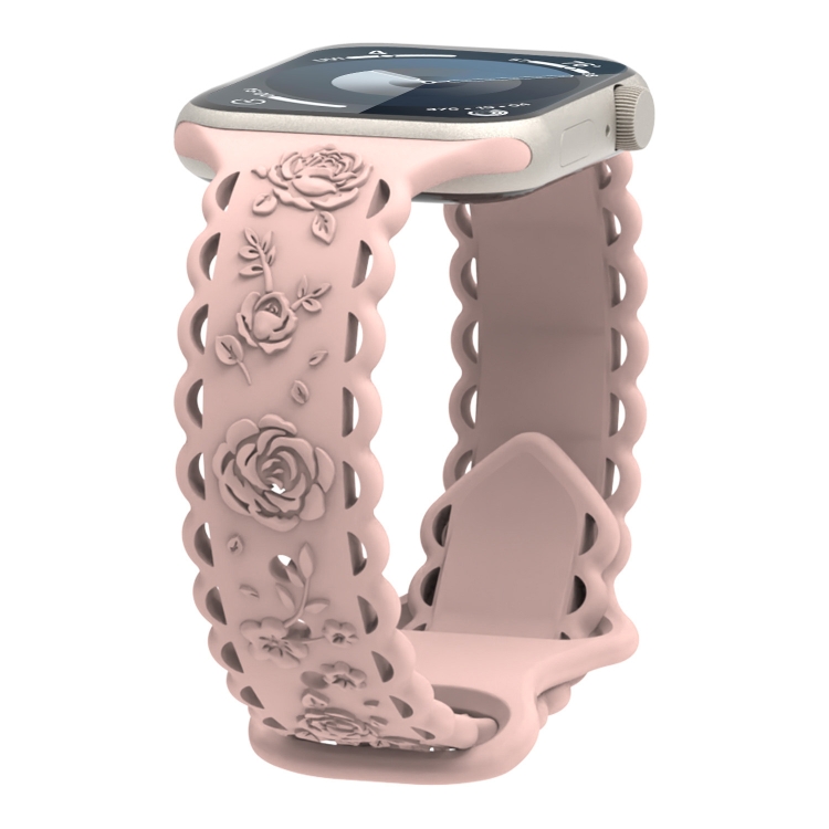 For Apple Watch Series 40mm Lace 3D Rose Embossed Silicone Watch
