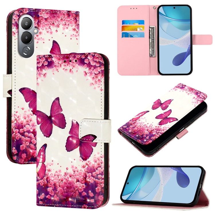 

For Tecno Pova 4 Pro 3D Painting Horizontal Flip Leather Phone Case(Rose Butterfly)