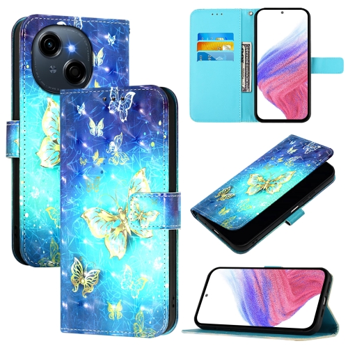 

For Tecno Spark Go 1 / Go 2025 3D Painting Horizontal Flip Leather Phone Case(Golden Butterfly)