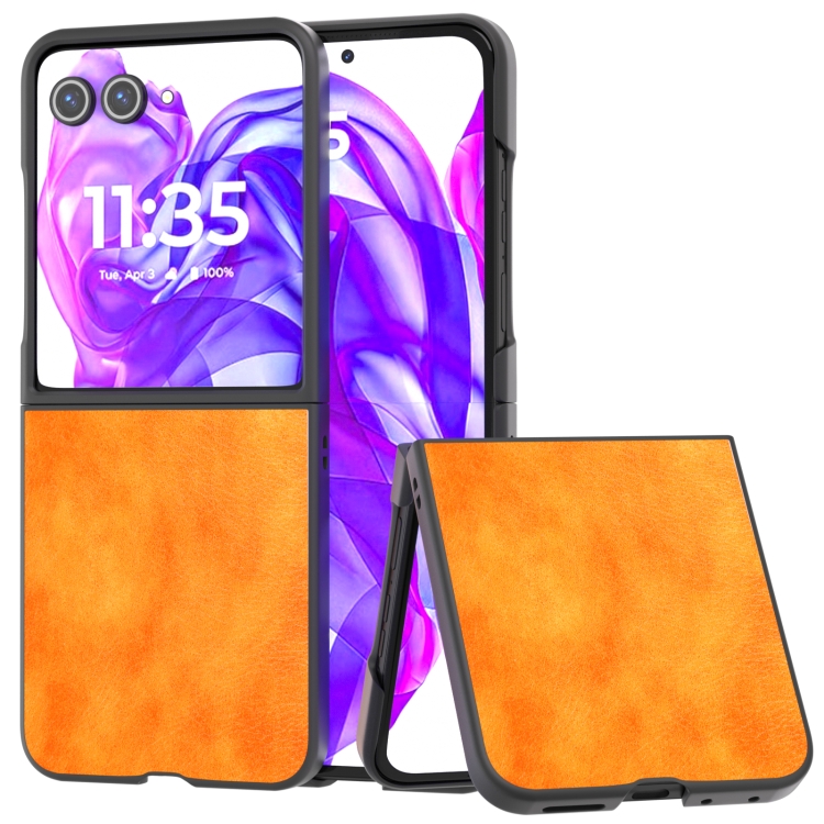 

For Motorola Razr 50 Ultra Dual Color Lichi Texture PU Phone Case(Orange)