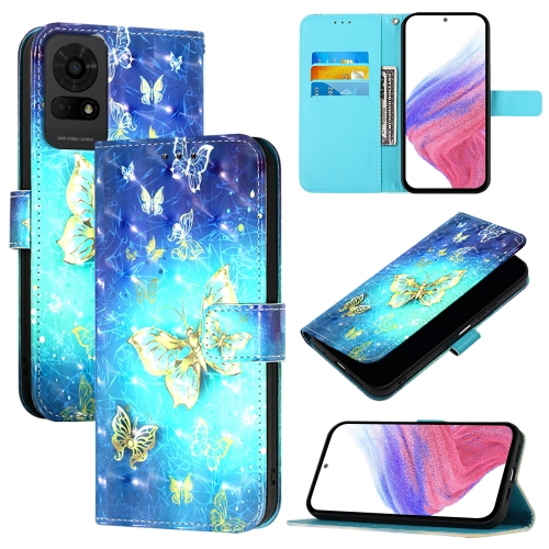 

For TCL 50 LE 5G 3D Painting Horizontal Flip Leather Phone Case(Golden Butterfly)