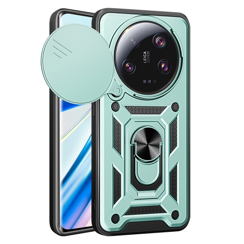 

For Xiaomi 13 Ultra Sliding Camera Cover Design TPU Hybrid PC Phone Case(Mint Green)