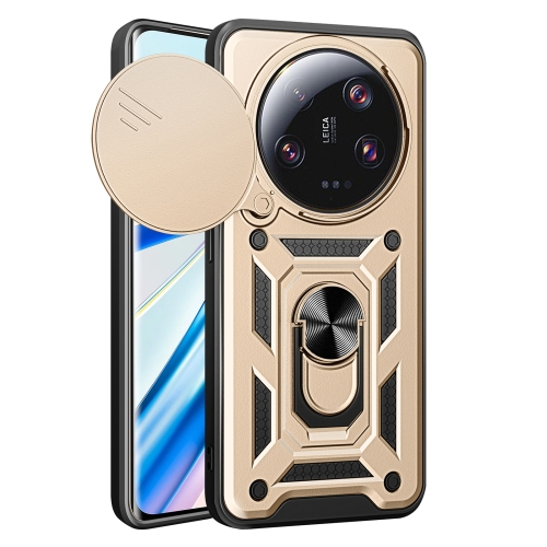 

For Xiaomi 13 Ultra Sliding Camera Cover Design TPU Hybrid PC Phone Case(Gold)