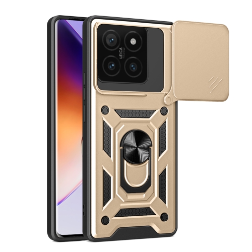 

For Xiaomi 14T 5G Sliding Camera Cover Design TPU Hybrid PC Phone Case(Gold)