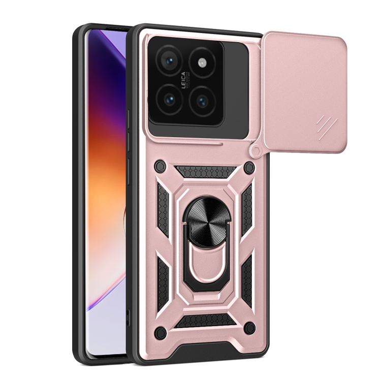 

For Xiaomi 14T 5G Sliding Camera Cover Design TPU+PC Phone Case(Rose Gold)