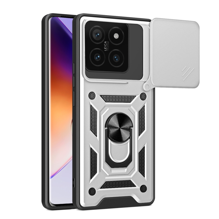 

For Xiaomi 14T 5G Sliding Camera Cover Design TPU+PC Phone Case(Silver)