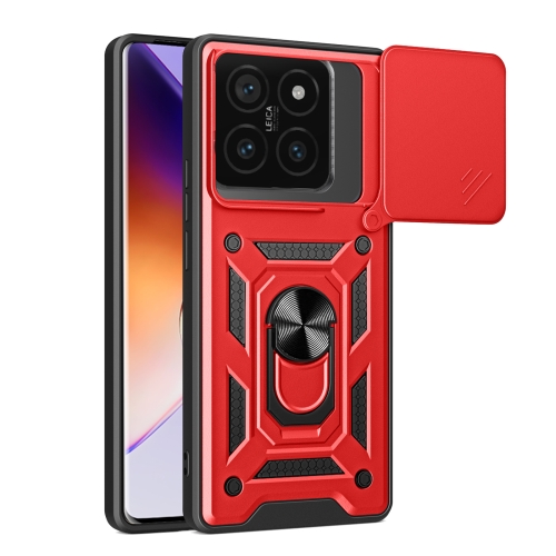 

For Xiaomi 14T Pro 5G Sliding Camera Cover Design TPU Hybrid PC Phone Case(Red)