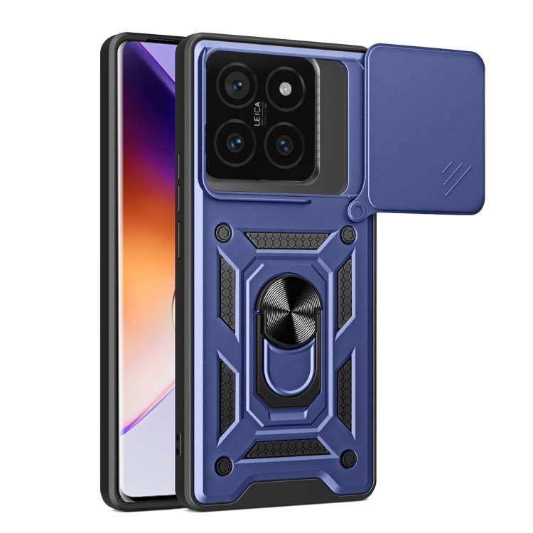 

For Xiaomi 14T Pro 5G Sliding Camera Cover Design TPU+PC Phone Case(Blue)