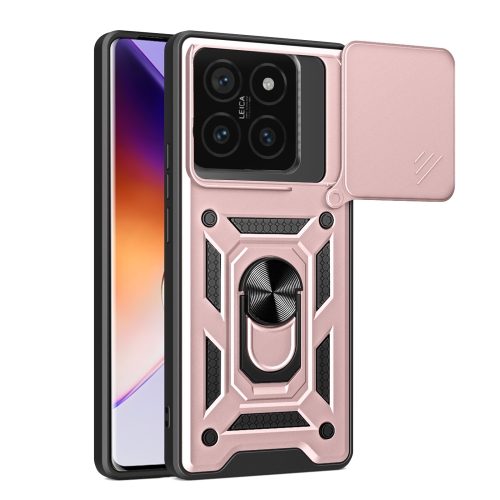 

For Xiaomi 14T Pro 5G Sliding Camera Cover Design TPU Hybrid PC Phone Case(Rose Gold)