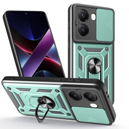 

For Xiaomi Poco X7 Pro 5G Global Sliding Camera Cover Design TPU Hybrid PC Phone Case(Mint Green)