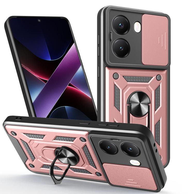 

For Xiaomi Poco X7 Pro 5G Global Sliding Camera Cover Design TPU+PC Phone Case(Rose Gold)