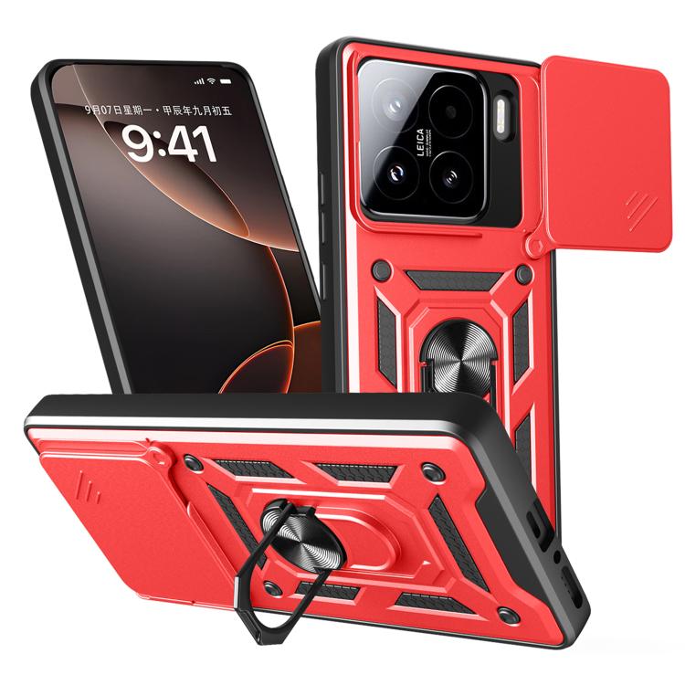

For Xiaomi 15 Sliding Camera Cover Design TPU+PC Phone Case(Red)