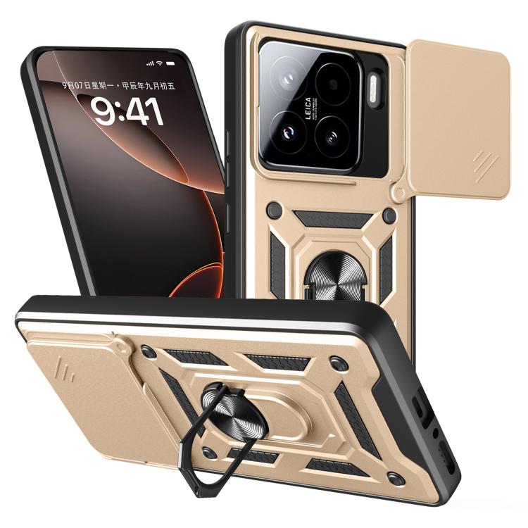 

For Xiaomi 15 Sliding Camera Cover Design TPU Hybrid PC Phone Case(Gold)