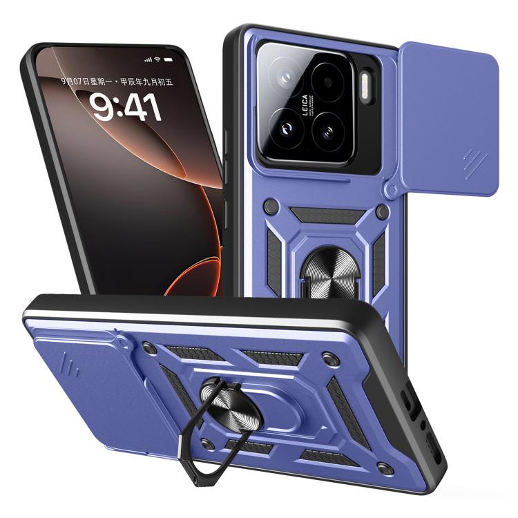

For Xiaomi 15 Sliding Camera Cover Design TPU+PC Phone Case(Blue)