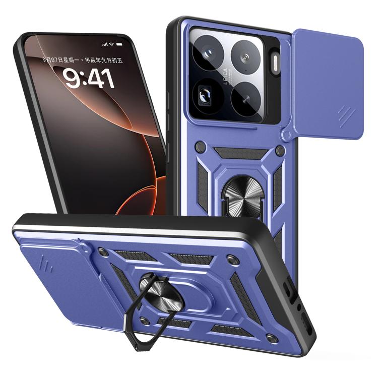 

For Xiaomi 15 Pro Sliding Camera Cover Design TPU Hybrid PC Phone Case(Blue)