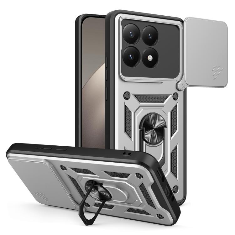 

For Xiaomi 15T Sliding Camera Cover Design TPU+PC Phone Case(Silver)