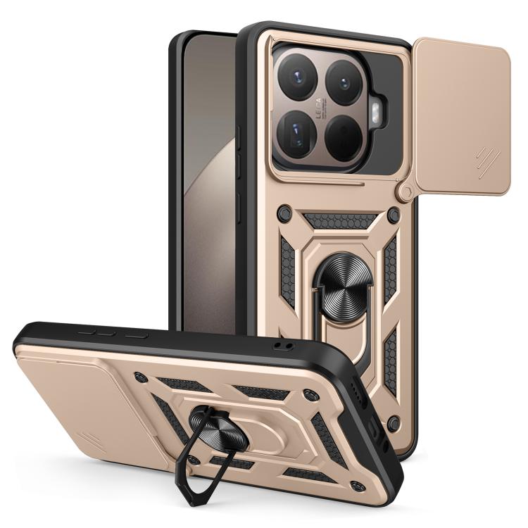 

For Xiaomi 15T Pro Sliding Camera Cover Design TPU+PC Phone Case(Gold)