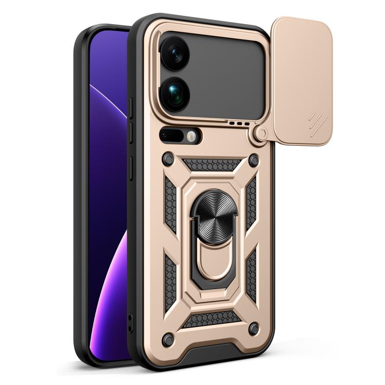 

For Xiaomi 17 Pro Max Sliding Camera Cover Design TPU+PC Phone Case(Gold)