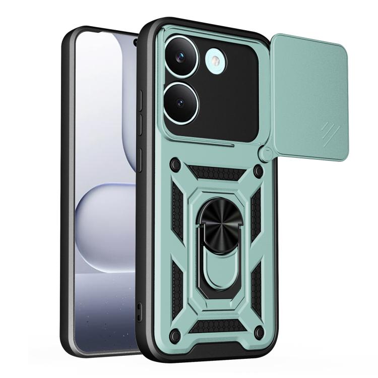 For Xiaomi Poco X8 Pro 5G Sliding Camera Cover Design TPU+PC Phone Case(Mint Green)