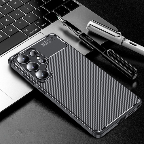 

For Samsung Galaxy S25 Ultra 5G Carbon Fiber Texture Shockproof TPU Phone Case(Black)