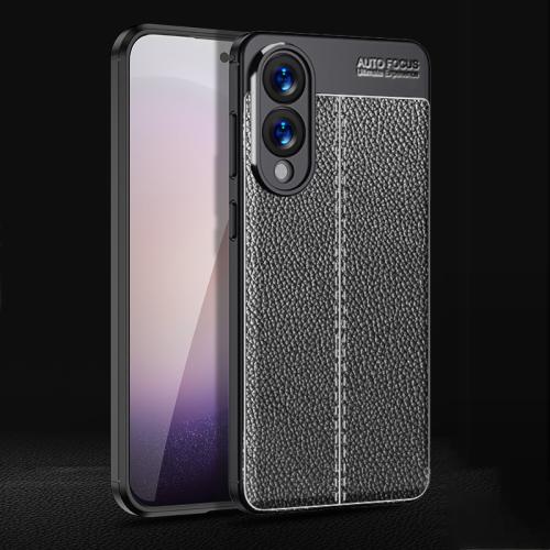 

For Samsung Galaxy S25 Edge 5G Litchi Texture Shockproof TPU Phone Case(Black)